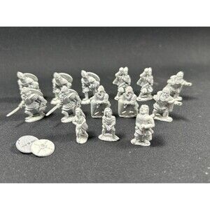 Lot 16 Miniature Metal Figures Medieval Warriors Fantasy Soldiers Unpainted